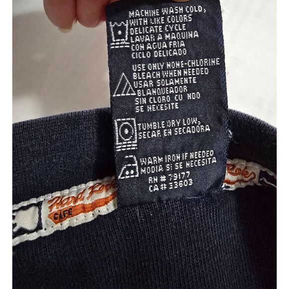 Vtg Hard Rock Cafe Las Vegas Navy Blue 71 Varsity Letters Style Tee Shirt - Picture 12 of 12